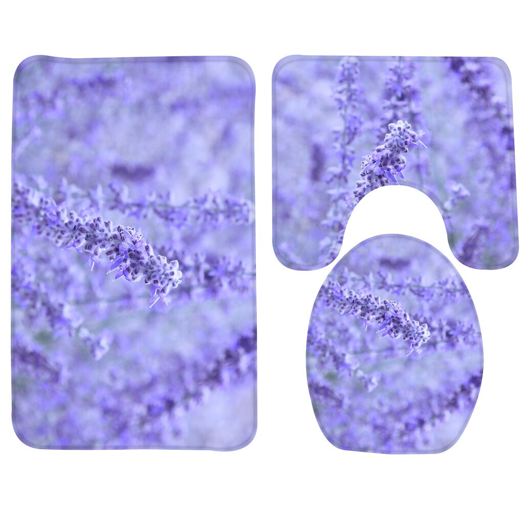 3 Pcs Bath Mat Set Rose Pattern Toilet Mat for Three Sets of Bath Mat Anti Slip Bathroom Rugs and Carpets: 009