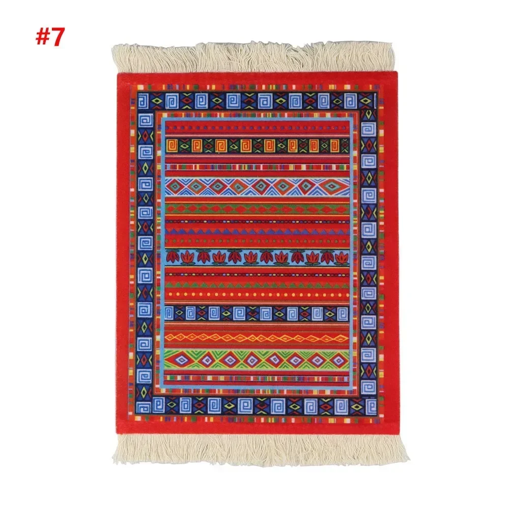PC Mouse Pad Persian Mini Woven Rug Mat Mousepad Retro Style Carpet Pattern Cup laptop with Home Office Table Decor Craft table: Red
