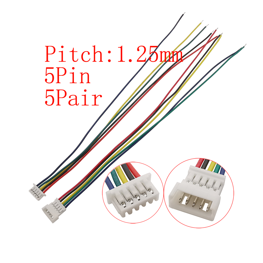 10Pcs Mini Micro JST 1.25mm Pitch Male / Female Connector 2/3/4/5/6 Pin Plug With Terminal Wires Cables Socket 150MM 28AWG: Red