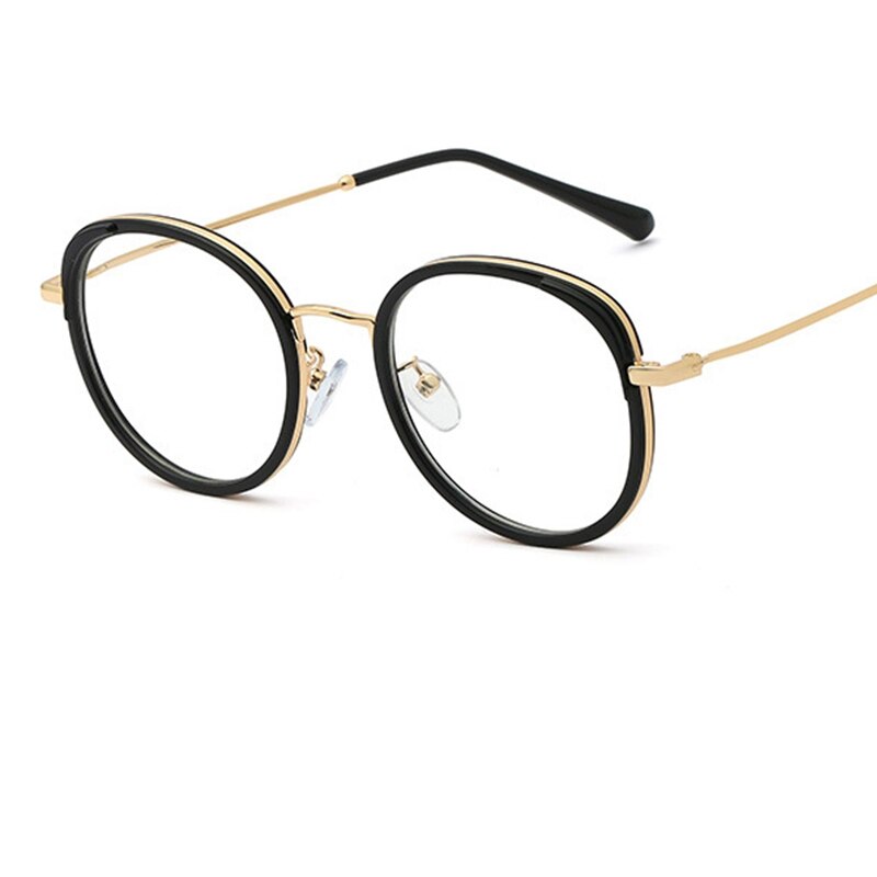 Montura de gafas redondas transparentes para mujer, lentes ópticas de Metal Retro vintage, de lujo, de gran tamaño,