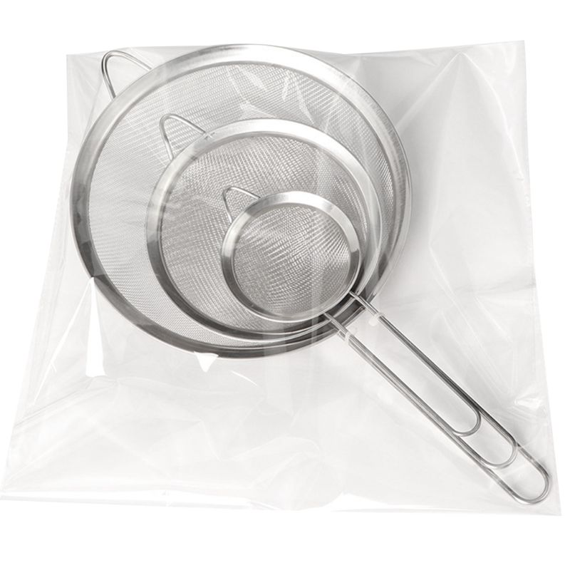 Stainless steel kitchen sieve fine mesh, reinforced handle, set of 4 sizes 8/12 /18/20cm