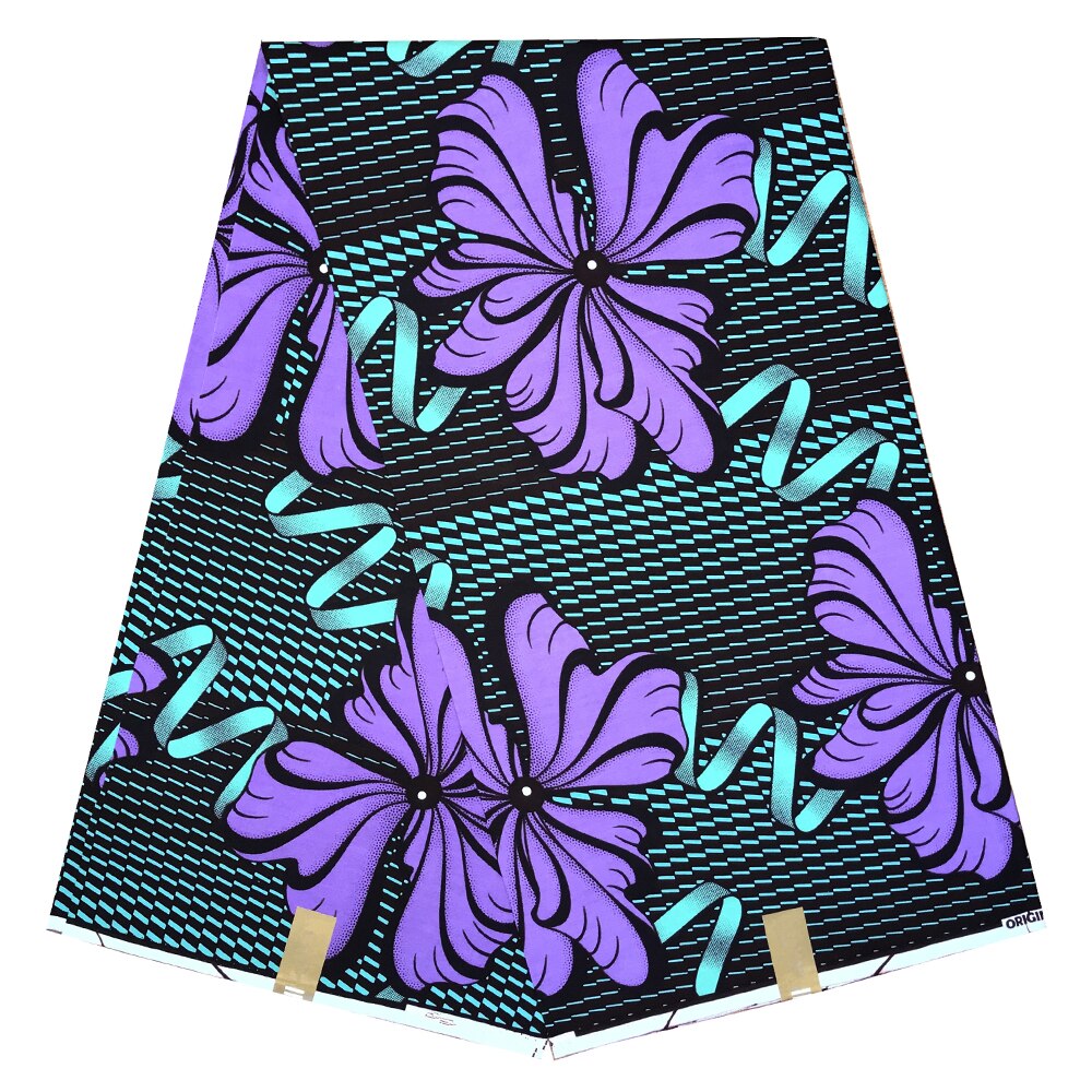 100%  katoenen afrikaanse stoffen originele afrikaanse printstof voor trouwjurkweefsel afrikaanse waxstof: Zwart