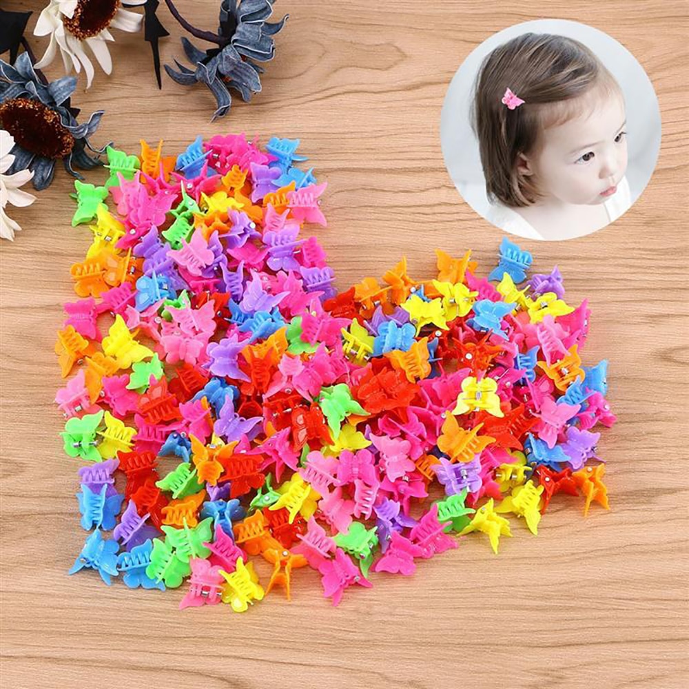 20/50/100Pcs Baby Meisje Vlinder Haar Clips Gemengde Kleur Mini Haar Klauwen Haarspelden Haarspeldjes Kaak hoofddeksels Koreaanse Haaraccessoires