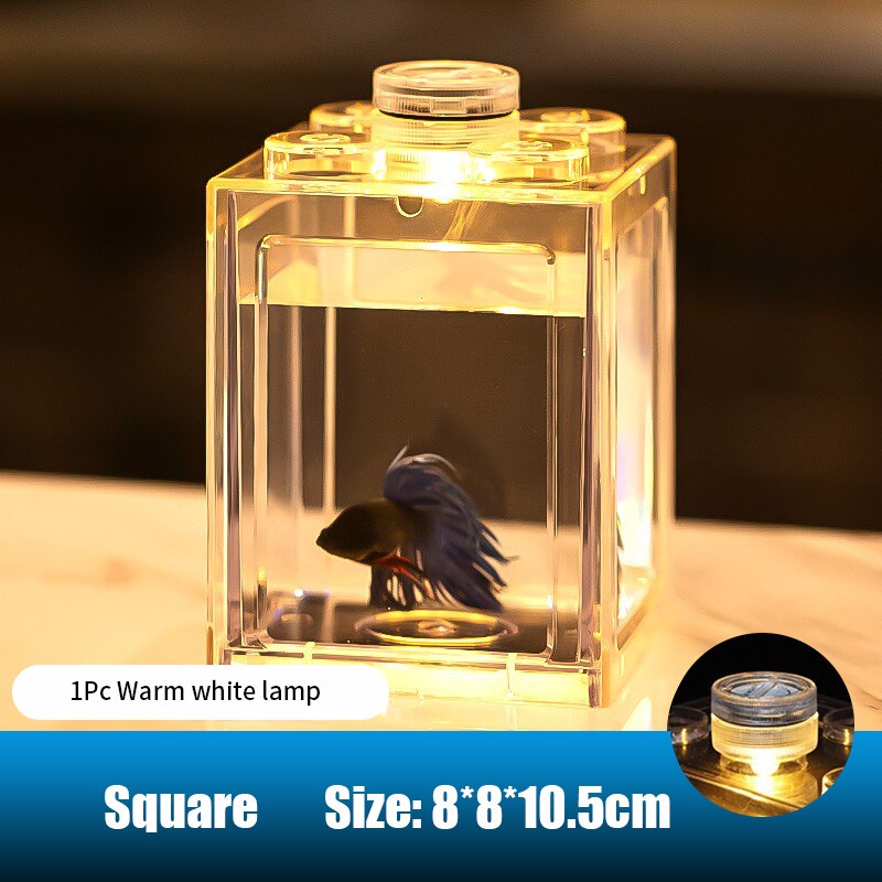 Desktop Aquarium Fish Tank Turtle Tank Office Mini Betta Aquatic Plant Ornamental Fish Tank With Lamp Aquarium Supplies: 5