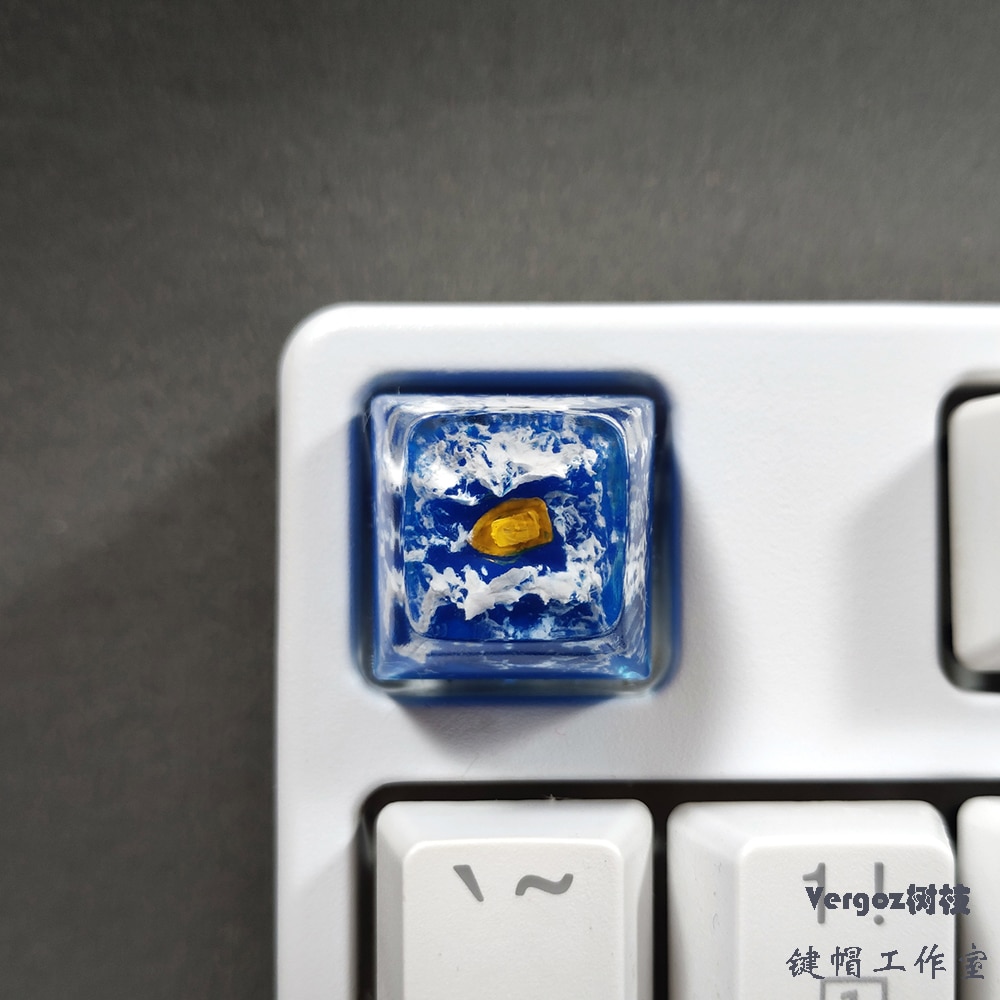 Blue Sea Wave Resin Backlight Keycaps For Cherry Mx Switch Mechanical Gaming Keyboard DIY Decoration Key Cap Replacement SA OEM