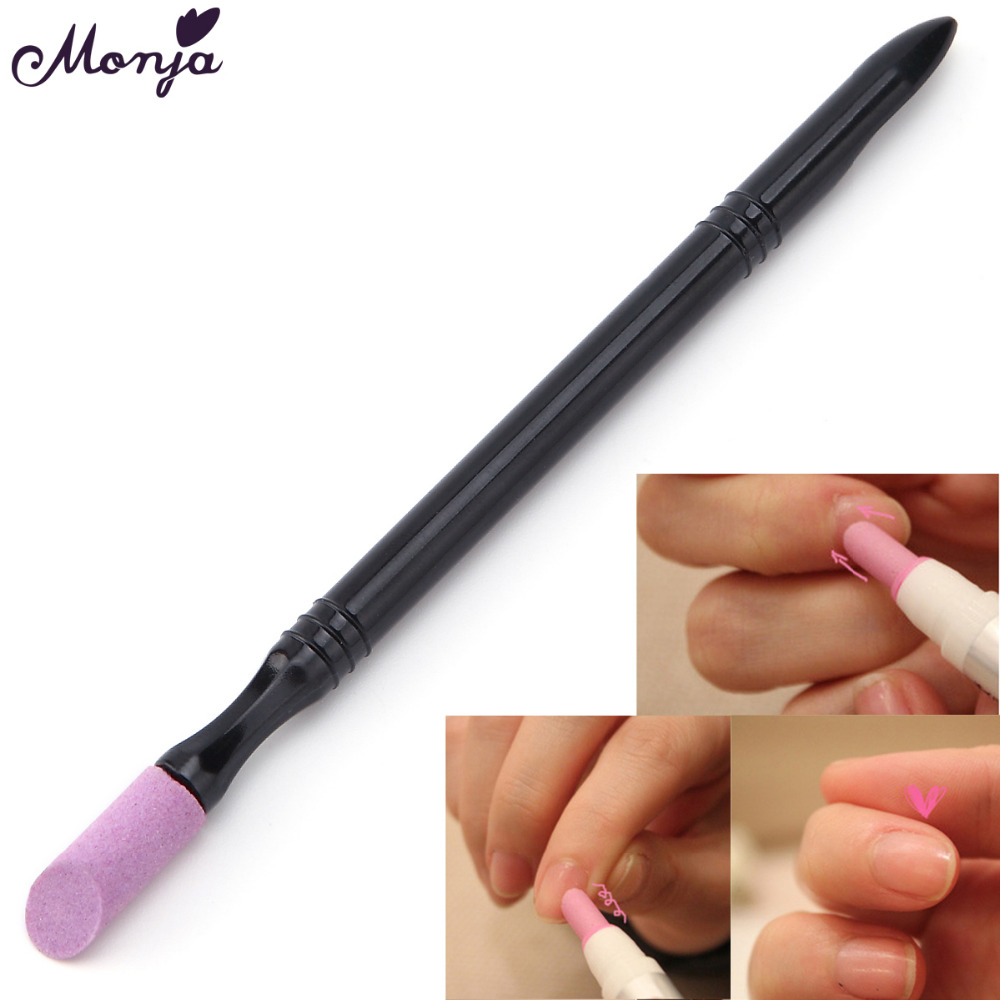 Monja 1/5Stck Nagel Kunst Dual Ende Quarz Peelings Stein Häutchen Entfernen Drücker Trimmer Toten Haut Cutter Stift Stock Manikübetreffend Pflege Werkzeug