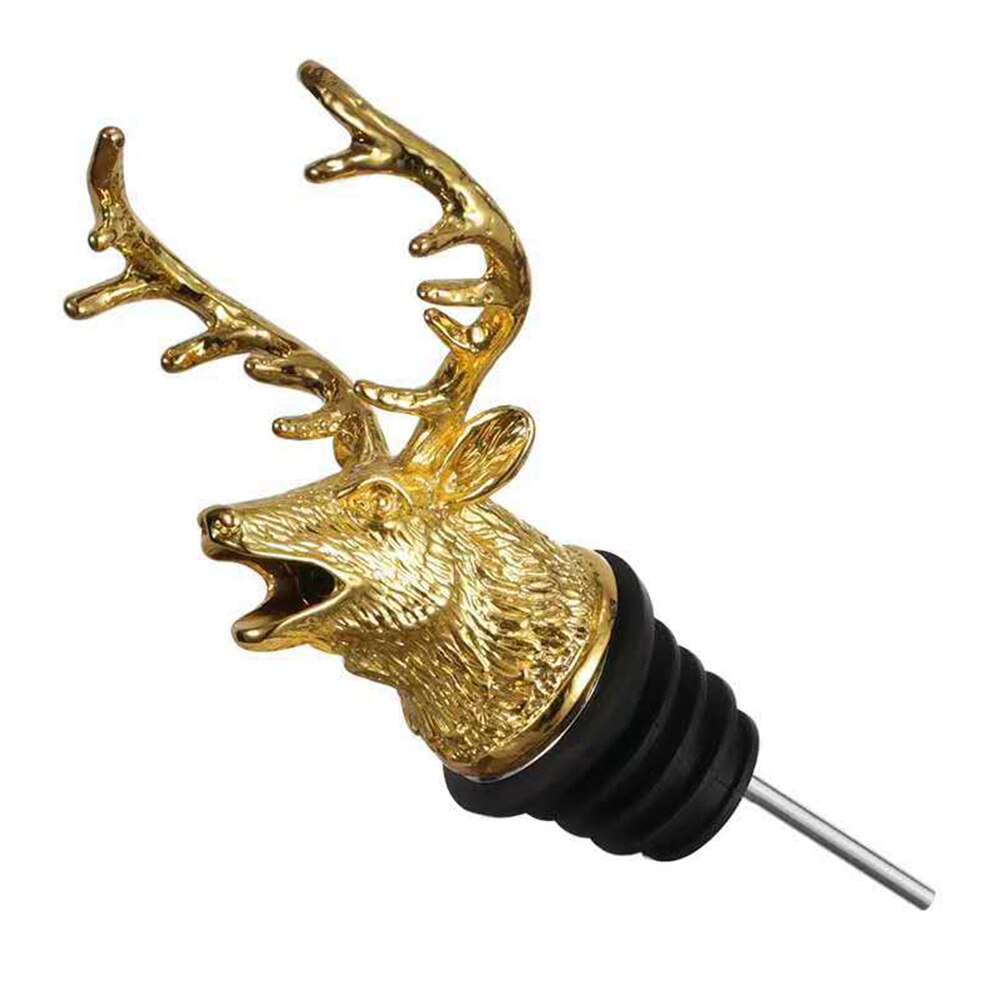 1Pcs Jagermeister Wine Pourer Zinc Alloy Deer Elk Lion Bull Wine Stopper Drinks Bar Tools Night Club Bar Accessories: Gold Deer