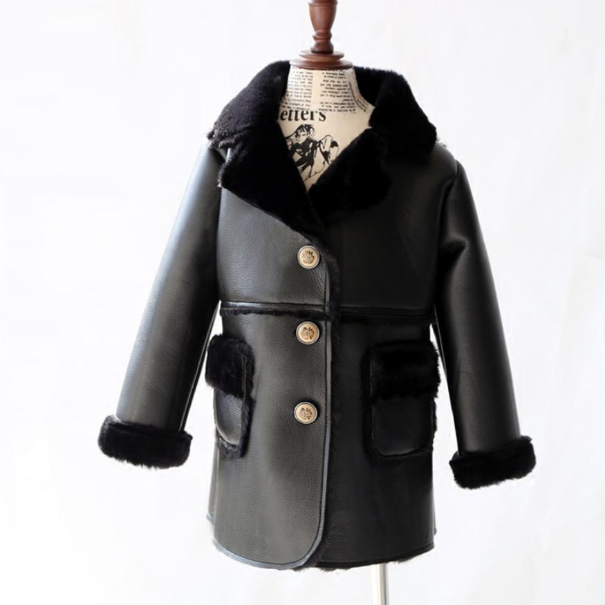 Winter freundlicher Faux Leder Wildleder Mantel Schwarz PU Leder jacken Mädchen Jungen Faux Leder jacken Outwear freundlicher Patchwork Mantel Y46: 8