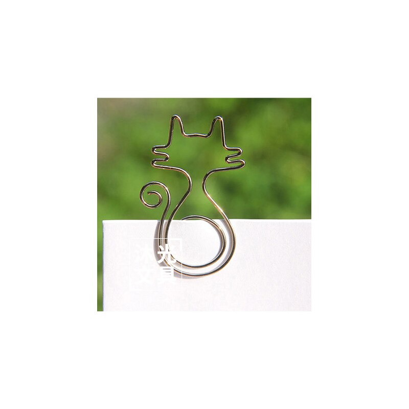 5Pcs/pack And Funny Interesting Cartoon Animal Five Style Shape Paper Clips For Office School Metal Clips: Rolltail cat