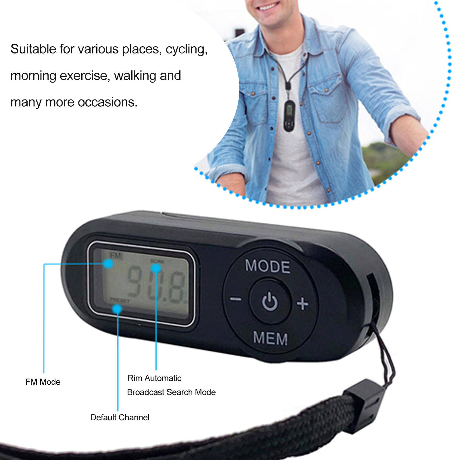 Radio FM Mini Radio portátil de bolsillo Transistor de radio pequeño con potencia de primera velocidad para caminar, trotar y viajar