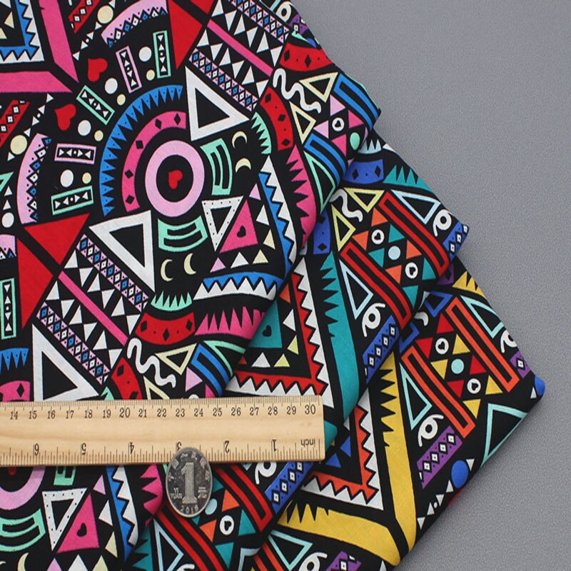 140cm Breite Afrikanischen Stil Abstrakte Totem Gedruckt 100% Baumwoll-popeline Stoff Afrika Stoff Patchwork Tuch Kleid Tilda Tuch Patch