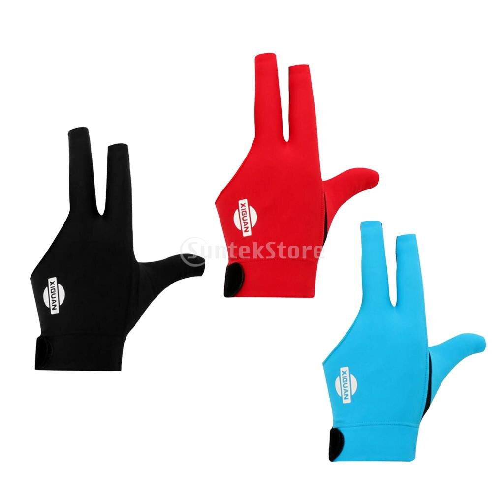 3 doigts extensible respirant absorbant la sueur gauche main Snooker gant billard billard gant bleu rouge noir