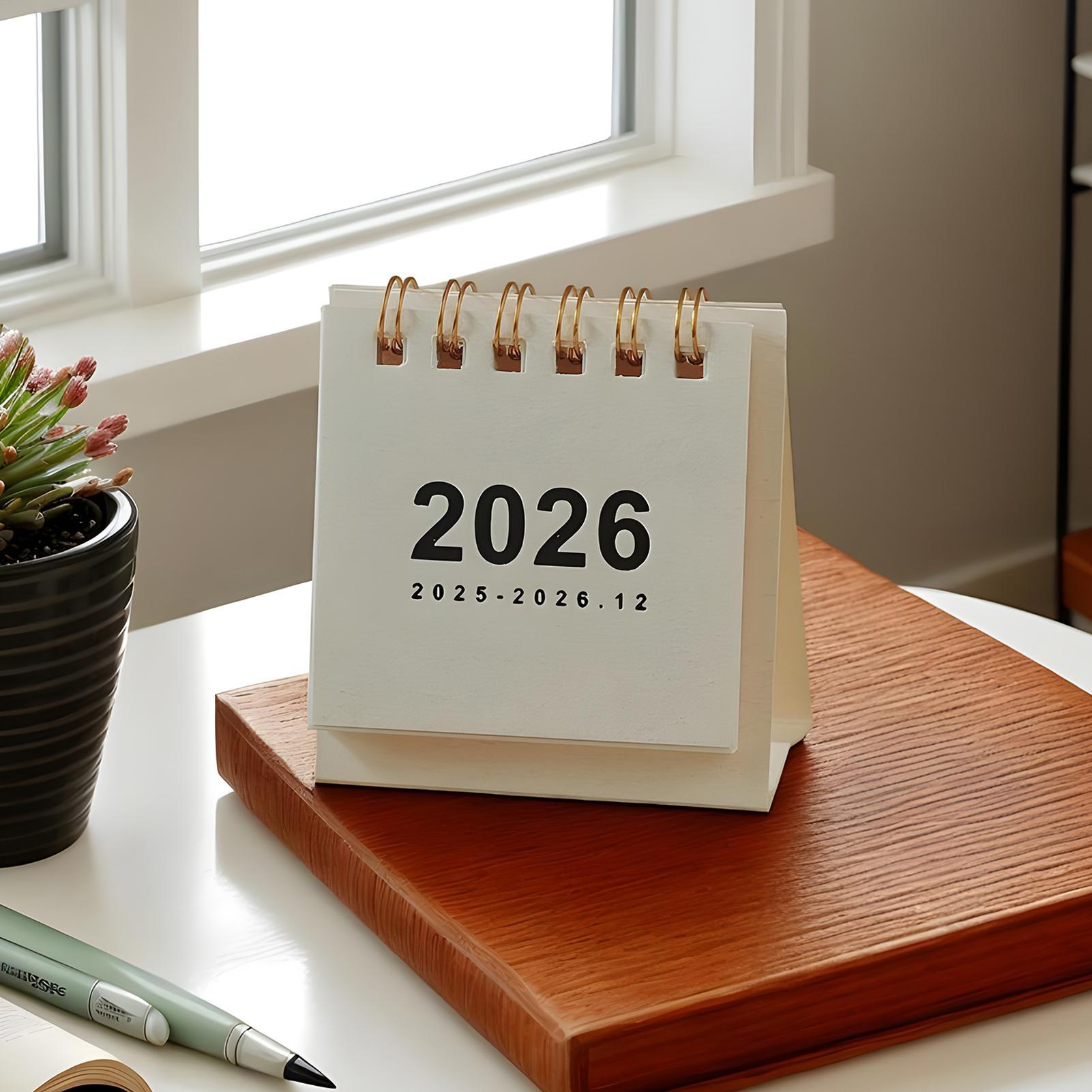 2025-2026 bureaukalender, van mei 2025 tot december 2026, kleine kalender van 20 maanden, 6,5x7x3cm papieren kleine bureaukalender kalender