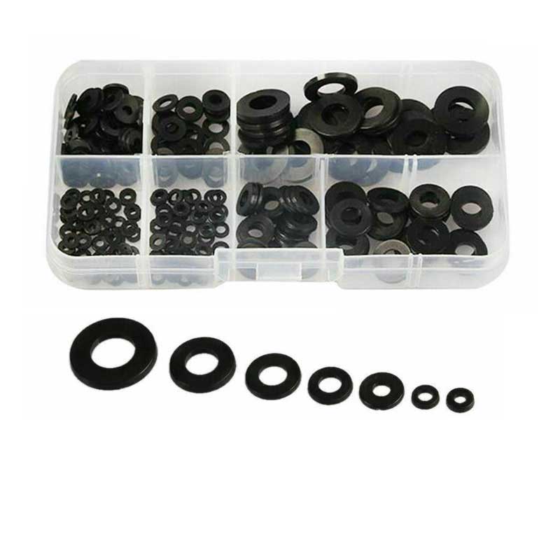 250pcs Nylon Rubber Flat Ring Plain Repair Washer Gasket Assortment Kits M2 M2.5 M3 M4 M5 M6 M8 Nylon Washer Flat Spacer Washer