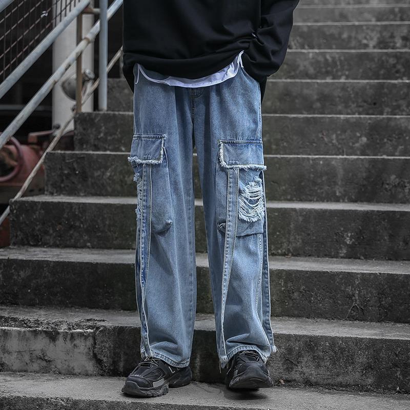 2022 Baggy Jeans Ripped Jeans for Men Baggy Denim Trousers Male Punk Rave Goth Pants Cargo Jeans Streetwear Autumn Hip Hop