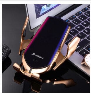 Car mobile phone wireless charging bracket magnetic absorption universal universal all mobile phone charging car bracket: Black