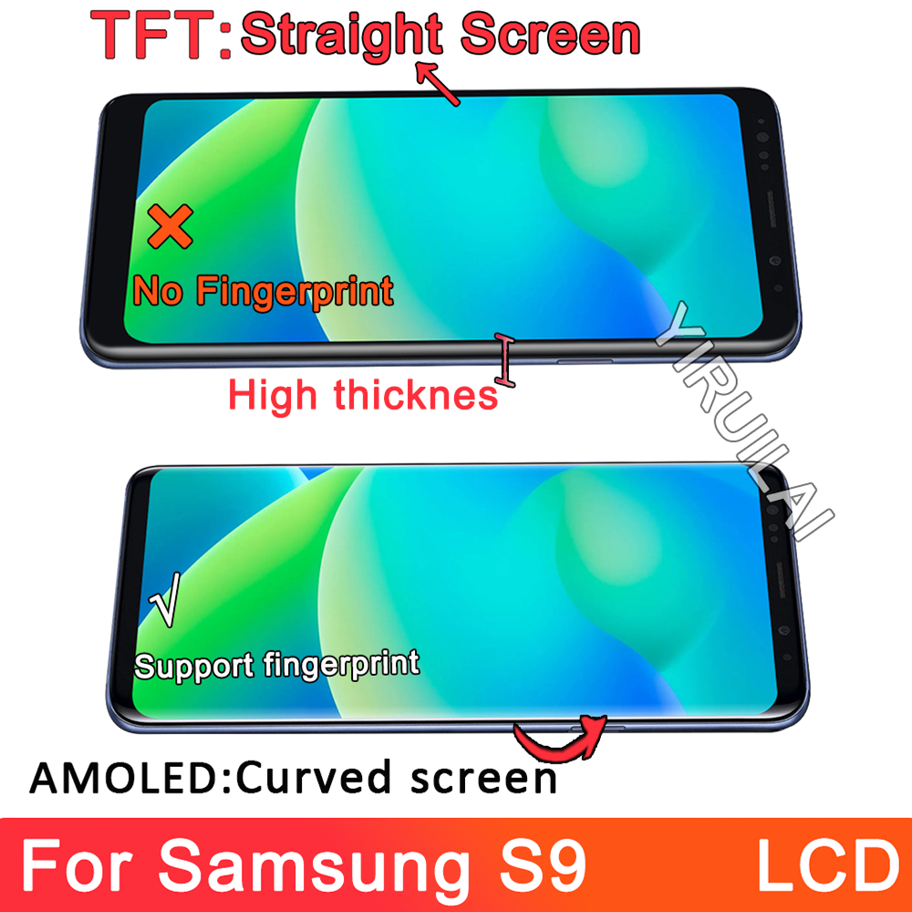 100% Tested Display For Samsung Galaxy S9 LCD With Digitizer Touch Screen Assembly SM-G960FD S9 G960 LCD with Frame Replacement