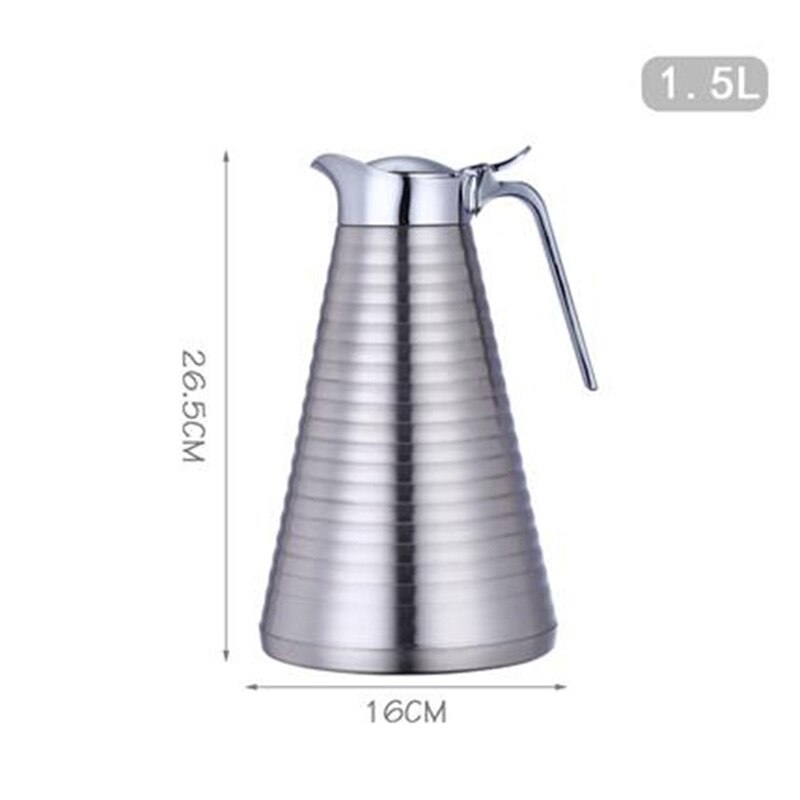 1L/1.5L/2L Dubbelwandige Vacuüm Isolatie Thermische Koffie Pot Home Water Pot Roestvrij Stalen Waterkoker: Ripple-1.5L