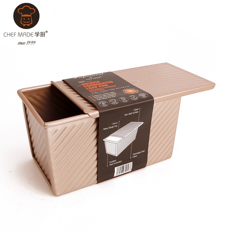 CHEF MADE 250g 300g 450g Toast Mold Toast Box Box with Lid Non-stick Pan Cake Toast Home Kitchen Accessories Baking Tools