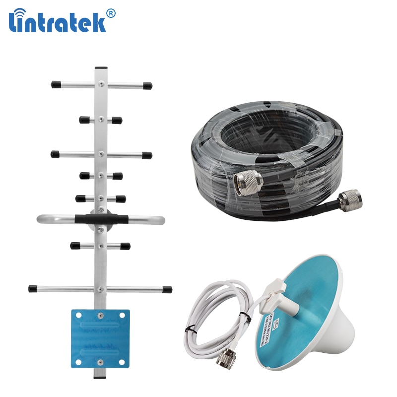 Lintretek-Juego de antenas para amplificador de señal, Cable de 15M, 12dBi, 2G, 3G, 4G, funciona para 900, 1800, 2100, 2600Mhz