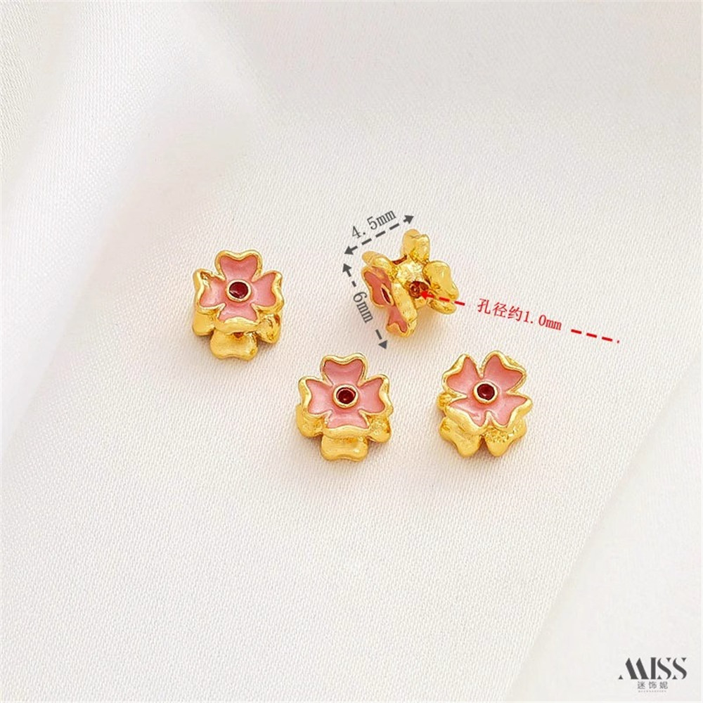 Strong Color Retention Rouge Pink Jingtai Blue Lotus Blessing Peach Blossom Bead Diy Bracelet Necklace String Jewelry Accessorie: Antique Bronze Plated