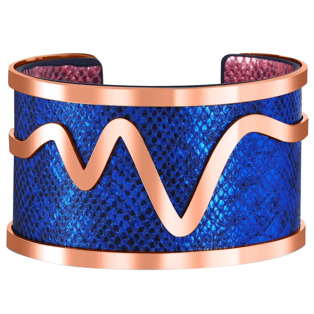 Rosa ouro manguito pulseira de couro do plutônio oco para fora ímã botão pulseira georgettes jóias indianas pulseiras amor pulseiras pulseiras: 4CM-G