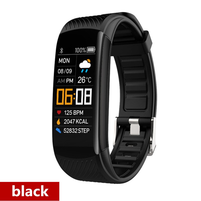 Amynikeer Smart Armband C5S Fitness Armband Fitness Tracker Hartslagmeter Stappenteller Calorie IP67 Waterdichte Slimme Band: black