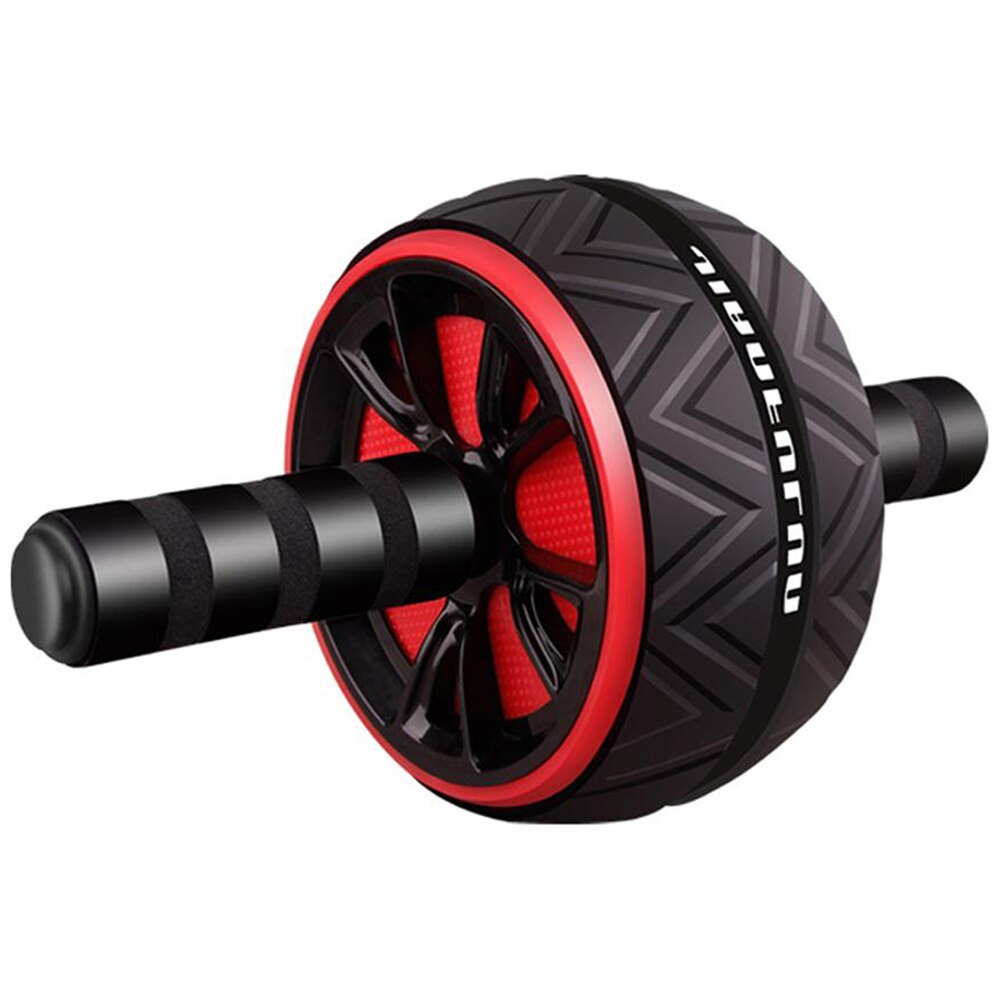Ab rulle store hjul abdominal muskel træner til fitness ingen støj ab rullehjul hjemme træning træning fitnessudstyr: Sort og rød