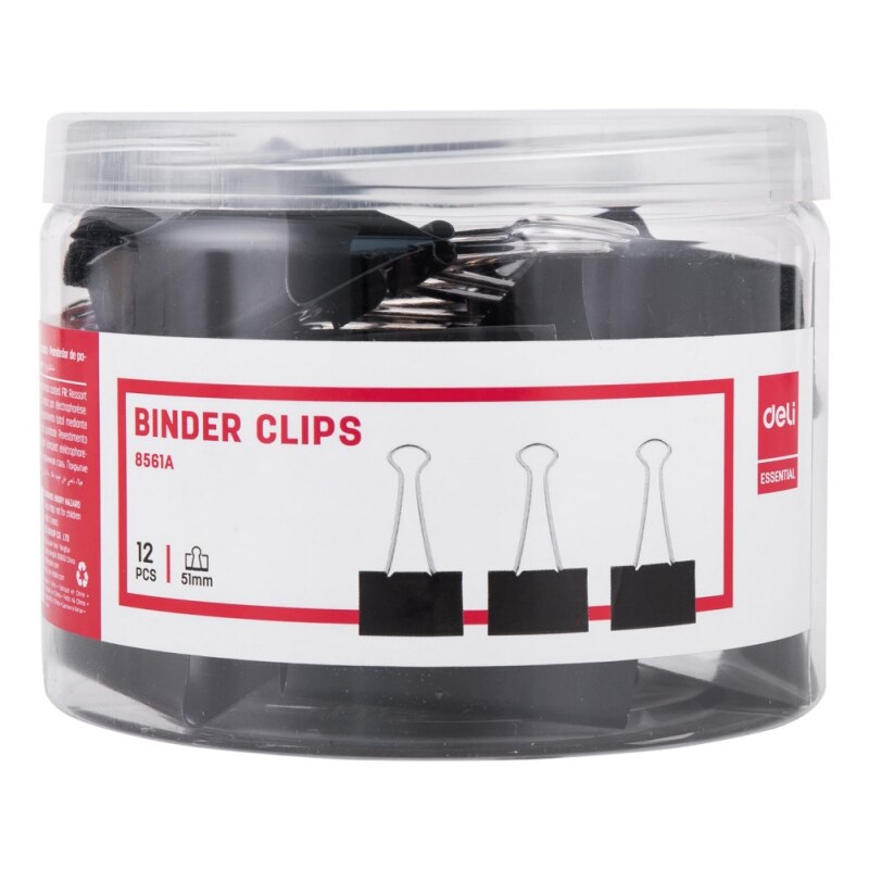 Deli Metal Binder Clips 15-51mm Sizes In Jar For Books Files Binding Stationery School Office Supplies Metal Paper Clip: 51mm