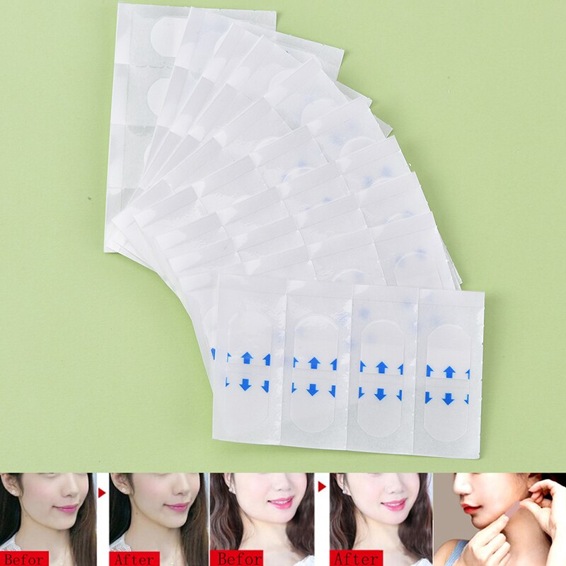 Herramientas de Estiramiento facial de maquillaje, adhesivo para cara delgada, adhesivo Invisible para levantar la barbilla, cinta médica, 40 Uds.