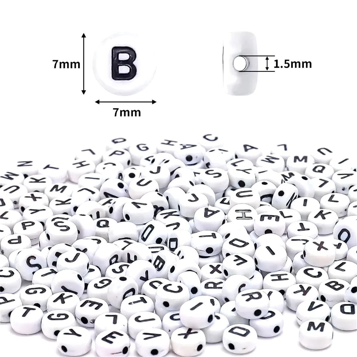 100 Teile/paket 4*7mm 26 A-Z Buchstaben Perlen Für Schmuck Machen DIY Handgemachte Accessoires Halsketten Armbinde Zubehör DIY: Schwarz