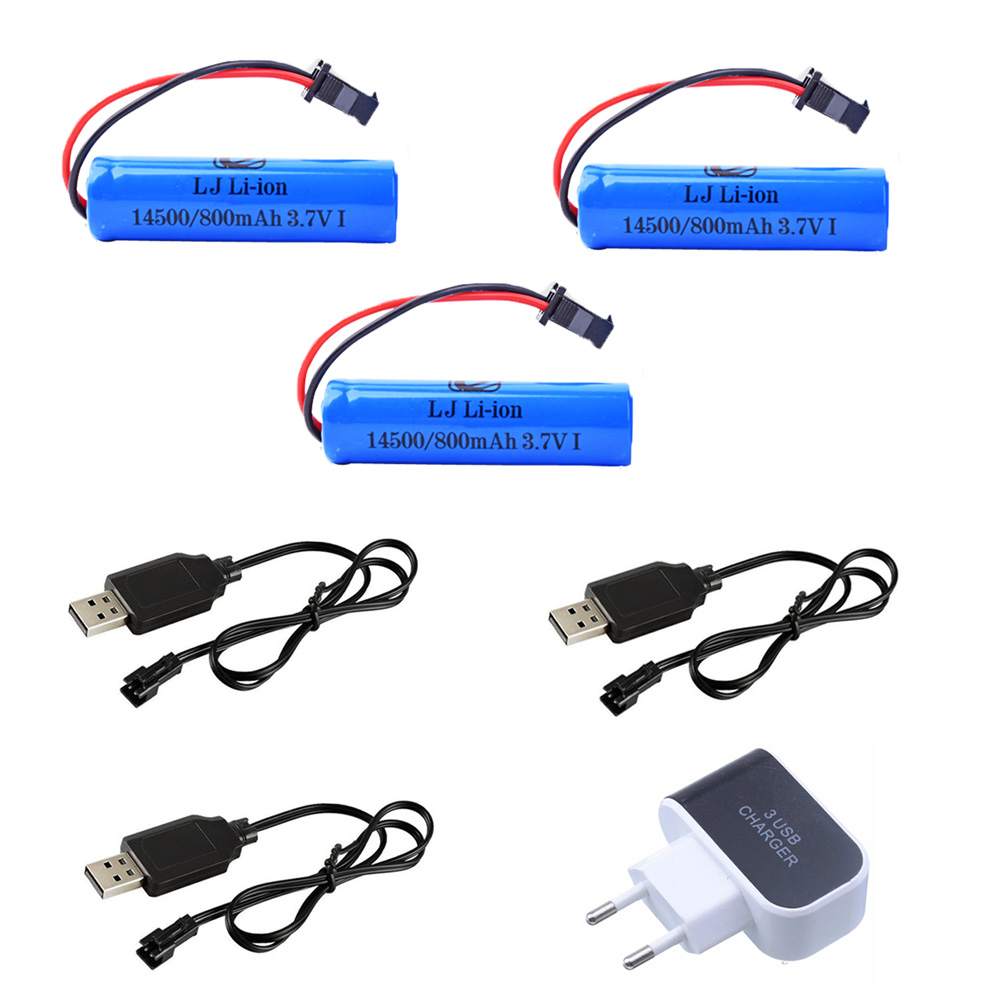 Batería Lipo de 3,7 V y 800mah, enchufe de 14500 SM-2P con cargador para C2 D828 RC, accesorio de juguete para coche acrobático, batería RC de de 3,7 V: Blanco