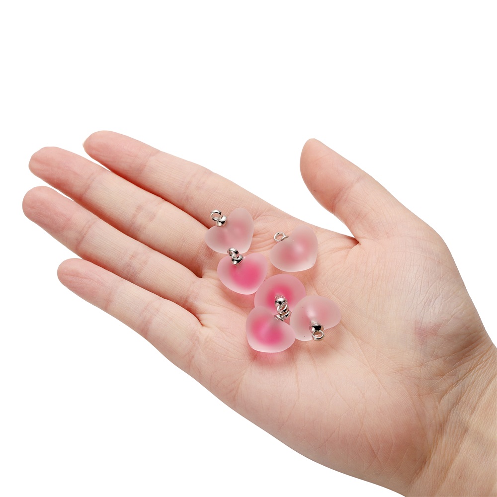 10 unids/lote de abalorios de corazón de colores esmerilados de resina, pulsera, pendientes, collar, colgante de cuentas de gelatina para suministros de joyería DIY