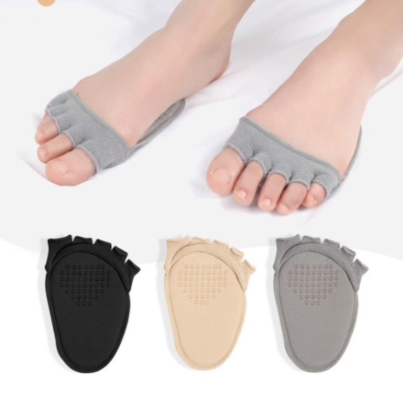 Separador de dedos de media palma, antideslizante, absorbente de sudor, plantillas elásticas, calcetines de cinco dedos, almohadillas de juanete, Hallux Valgus