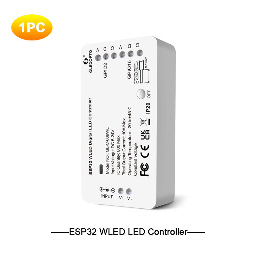 GLEDOPTO ESP32 WLED kontroler doprowadziło DC5-24V DIY dynamiczny tryb oświetlenia WS2811 WS2812b SK6812 TM1814 WS2813 WS2815 taśmój doprowadziło: Default Title