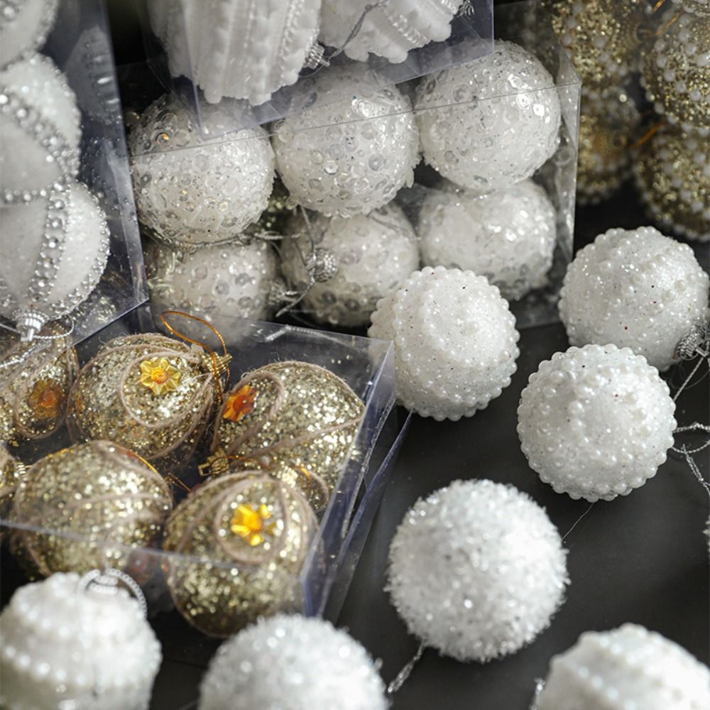6 stuks witgoud schuim kerstballen hanger onbreekbaar handgemaakte kerst hangende ballen herbruikbaar