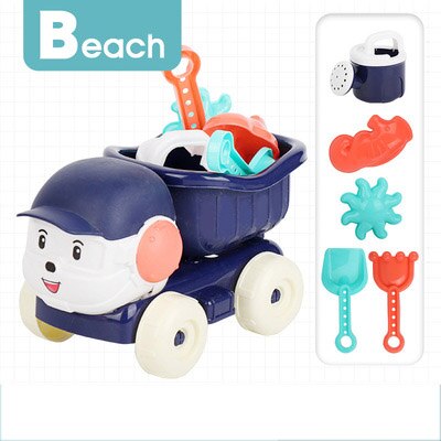 Zomer 7Pcs Strand Gereedschap Set Zand Spelen Speelgoed Voor Kids Fun Water Beach Seaside Gereedschap Kind Zandloper Schop Tool: blue dog