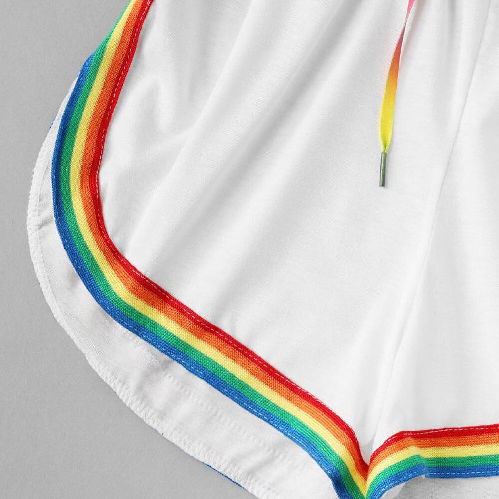 Shorts für damen, yoga-shorts, sommer-shorts mit streifen und regenbogenmuster, sport-shorts für damen, laufen, fitness, joggen, strandshorts, #0218 g 10