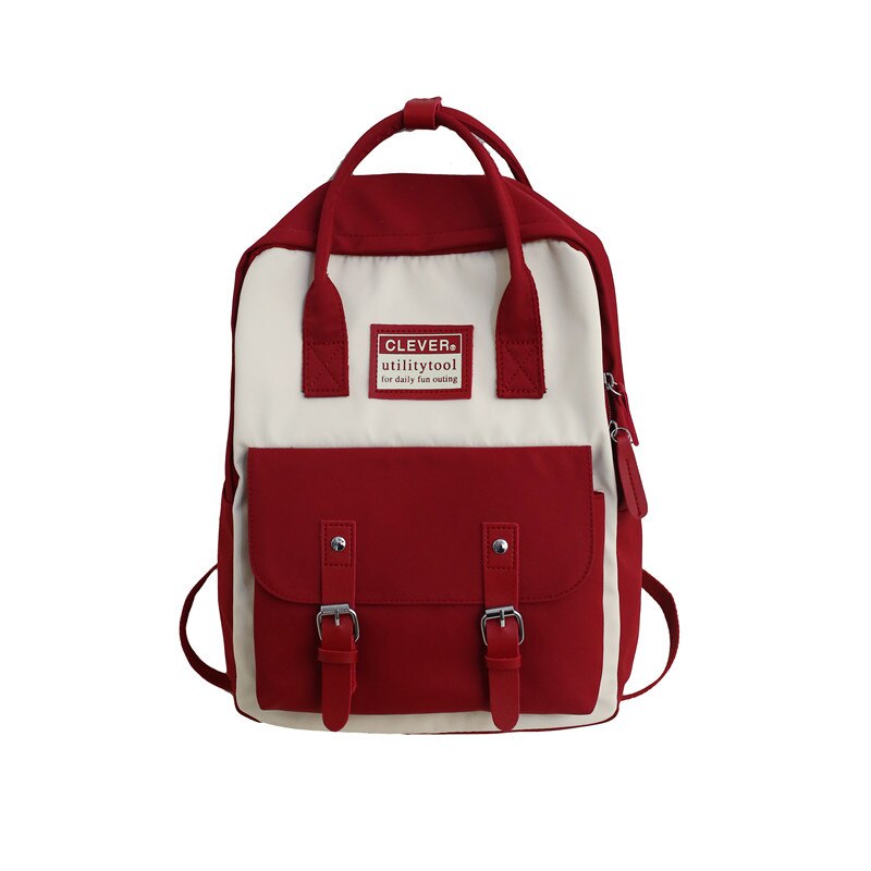 DIGERUI – sac à dos en Nylon pour femmes, couleur bonbon, sacs d'école imperméables pour adolescentes, sac à dos en Patchwork, Mochila: Rouge