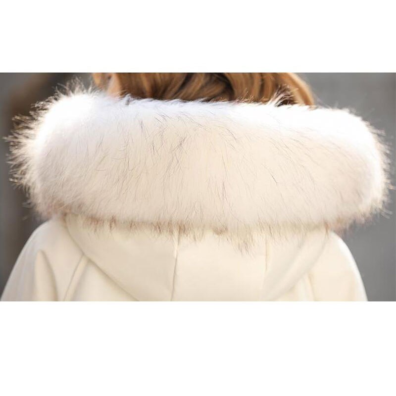 Lusumily Nieuwkomers Extra Grote Fur Hooded Winter Wit Donsjack Vrouwen-20 Graden Thicken Parka Warm Sash Tie up Sneeuw Jas
