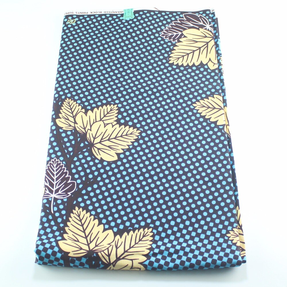 Tissu Wax Africain (Ankara) Coton - Imprimé Gris/bleu/blanc, Largeur 115cm - Vendu Au Mètre - Neuf
