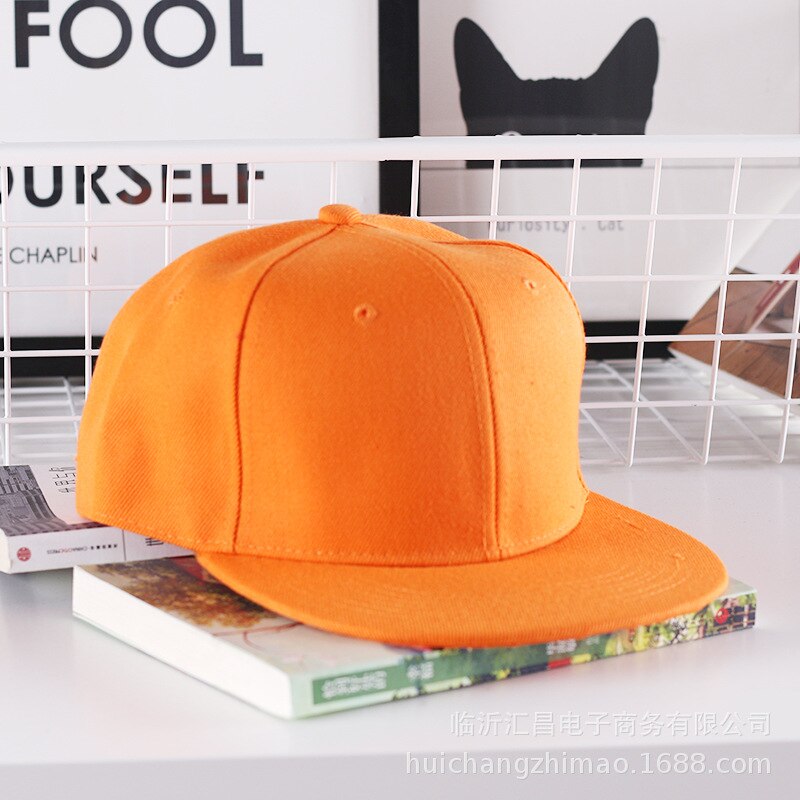 Solidna czapka w stylu Hip-Hop dla mężczyzn czapka typu Snapback damskie czapki baseballowe regulowane płaskie rondo Bill zwykłe daszki chłopcy i dziewczęta taniec uliczny: Pomarańczowy
