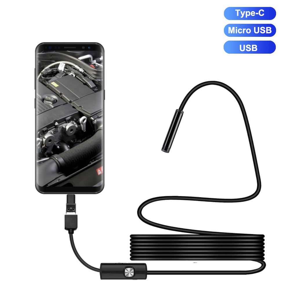 7.0mm Type-c Android USB Endoscope Camera Hard Cable PC Android Phone Endoscope Pipe Type C Endoscope Inspection Mini Camera
