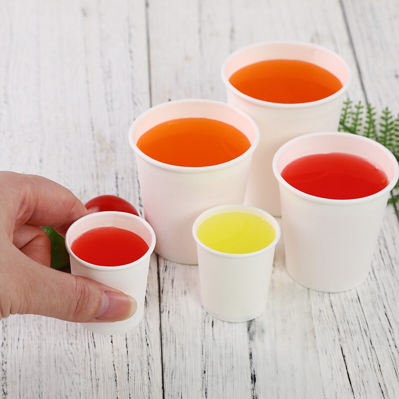 100 stk hvide engangs kaffekopper små papirkopper appelsinjuice vand mælk te vinglas drikke smag kop