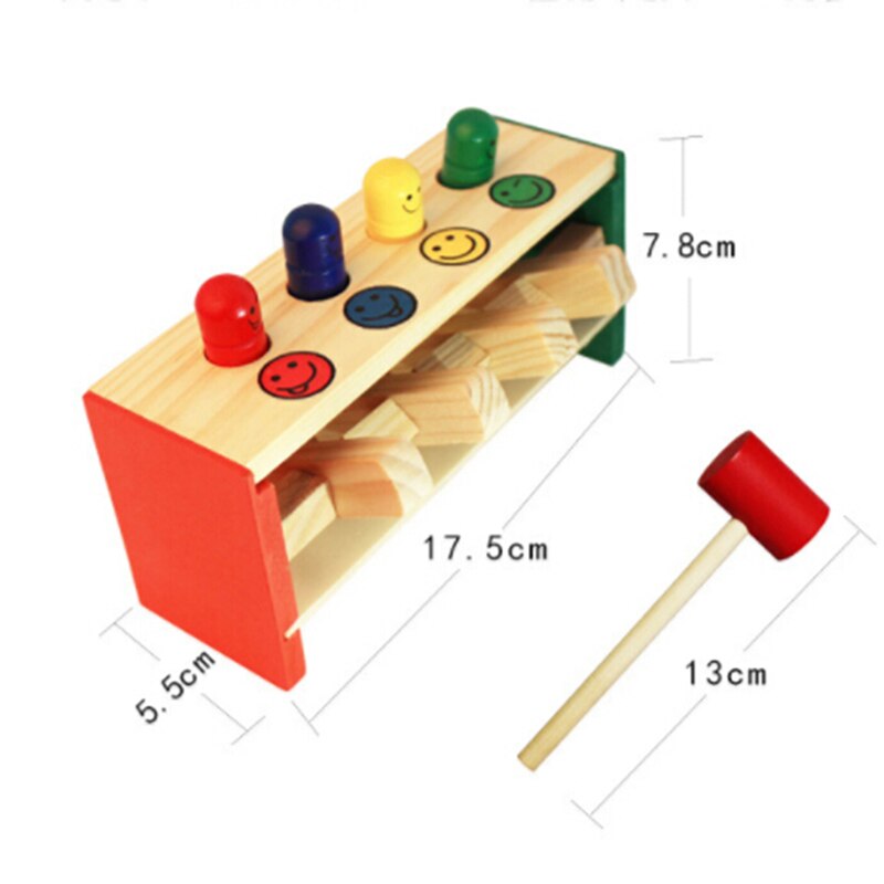 Baby Houten Hamer Speelgoed + Stok Hamer Doos Peuters Educatief Puzzel Speelgoed Voor Kinderen Houten Spel Hameren Bench Kinderen Speelgoed