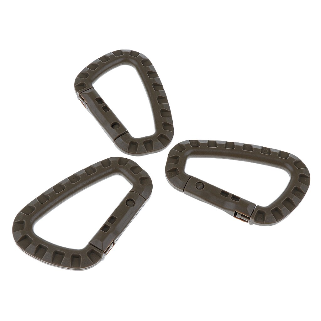 3Pcs D Shape Small Strong Light Plastic Carabiner Clip with Spring-Loaded Gate for Hiking Outdoors