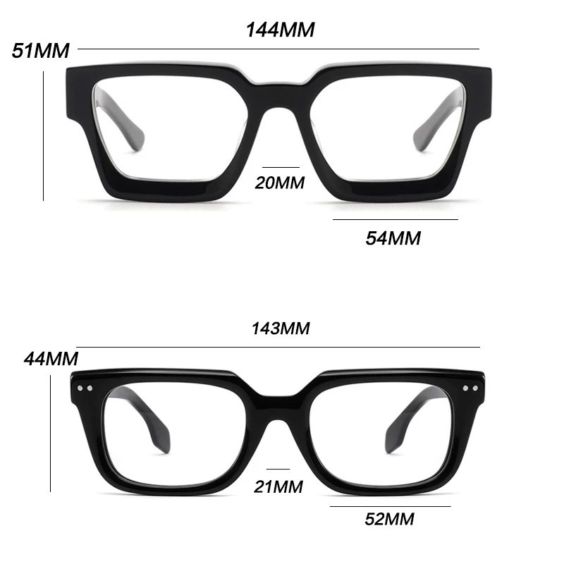 Gafas graduadas de acetato Vintage para hombre y mujer, lentes cuadradas transparentes para miopía, montura de lujo Retro
