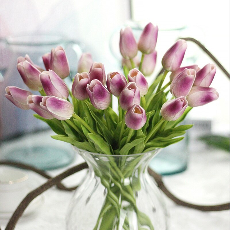 10 stk billig pu tulipan bukett høst dekorasjon vaser til hjemmedekor borddekking kunstige blomster bryllup dekorative blomster: 9