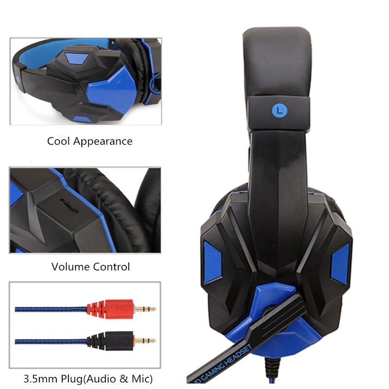 3.5mm jeux casques grand casque micro stéréo écouteurs basse profonde pour PC ordinateur Gamer ordinateur portable