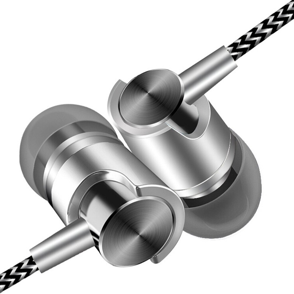 VOBERRY Universal de 3,5mm en la oreja auriculares estéreo para auriculares estéreo con Supergraves música auriculares con micrófono para teléfono móvil: Silver